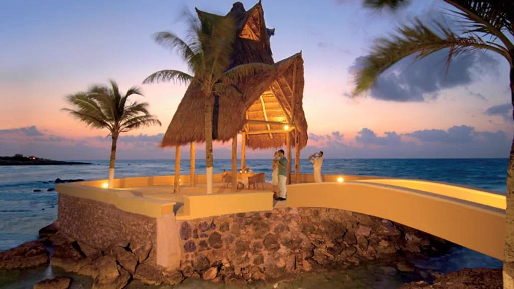 Wedding gazebo at sunset